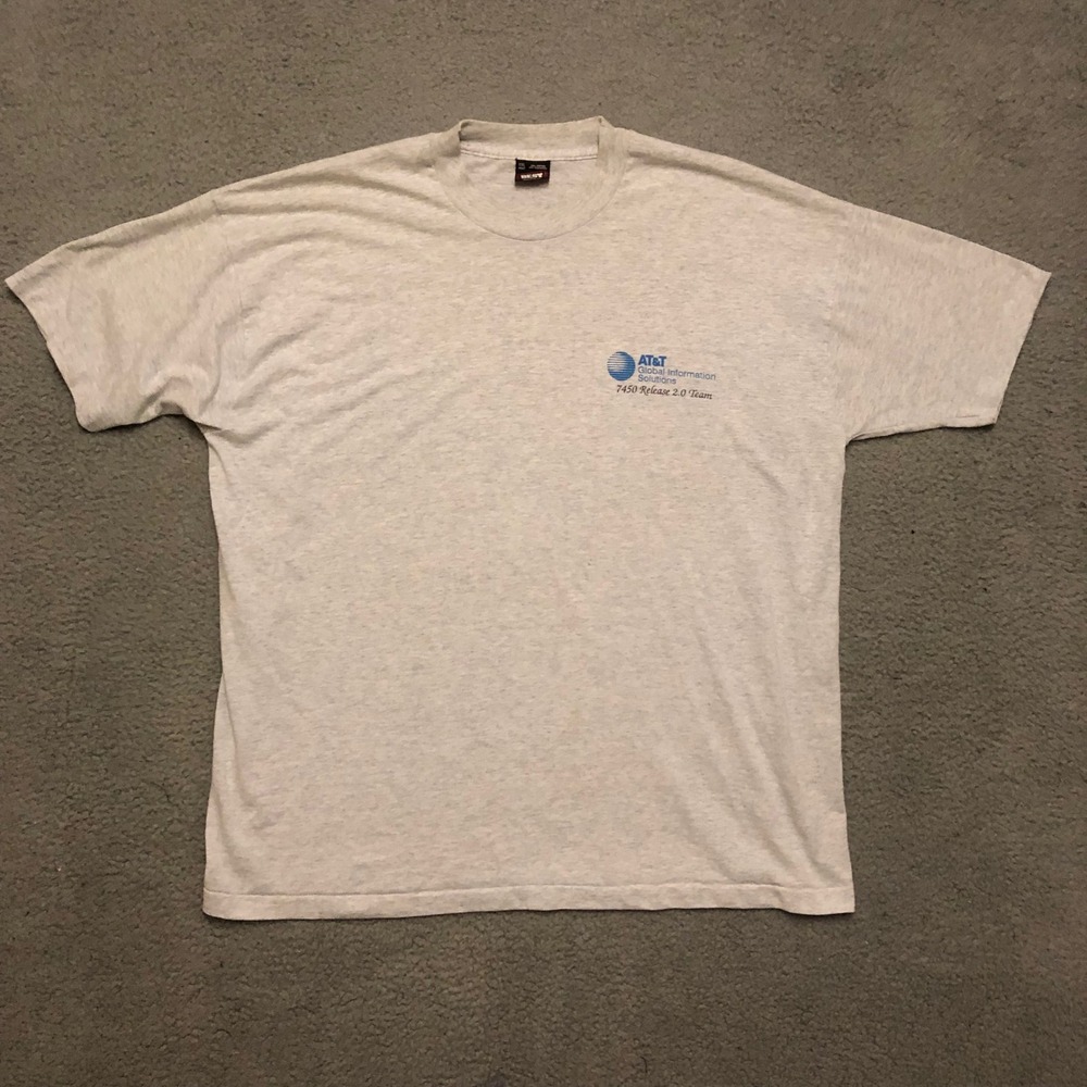 Vtg AT&T Global Information Solutions Shirt Mens XXL Grey Fruit‎ Single Stitch